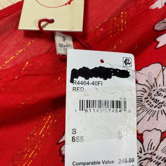 RAGA NWT Rohit Floral Sharkbite Hem Midi Dress Red Size S Empire Waist Chiffon - Picture 5 of 10